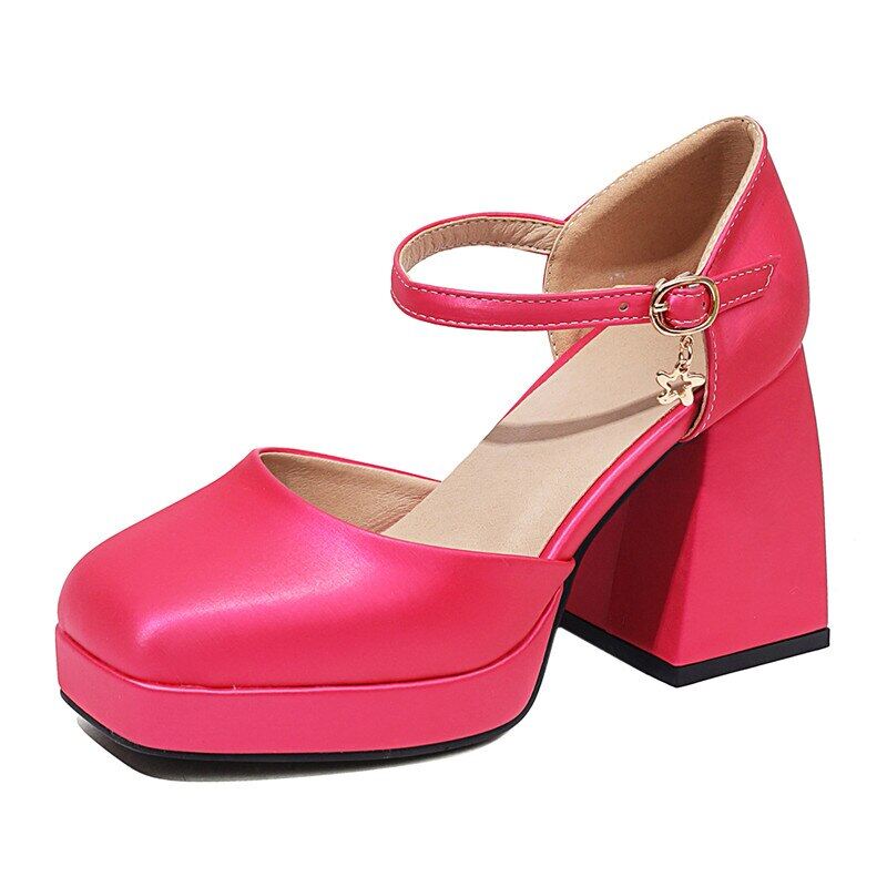 Luxury Women Platform Sals High B Heels D'orsays Rosy Black Microfiber Dress Party Office Ladies Summer Square Toe Shoes