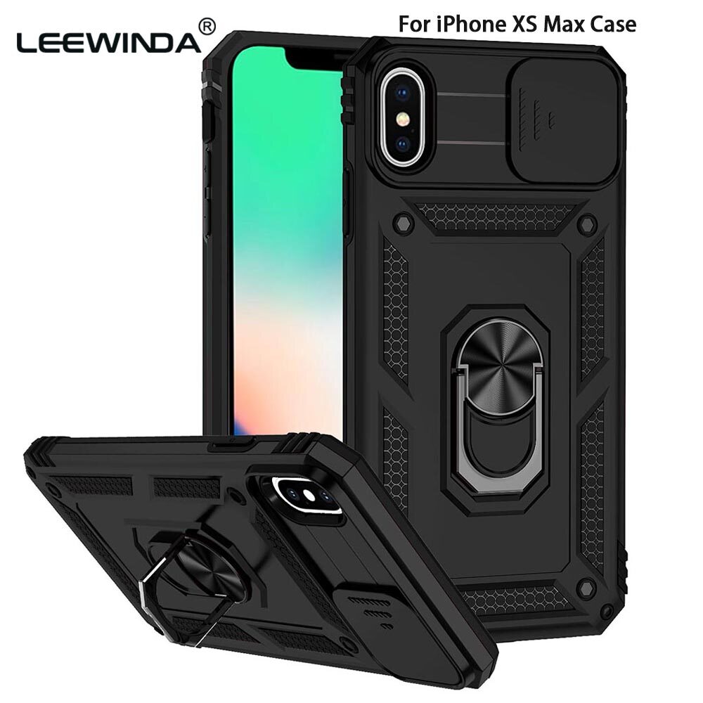 Ốp Điện Thoại Dành Cho iPhone X XS XR XS Max, Ốp Lưng Có Giá Đỡ Từ Tính Hình Áo Giáp Camera Bảo Vệ Cửa Sổ Đẩy Trung Sĩ