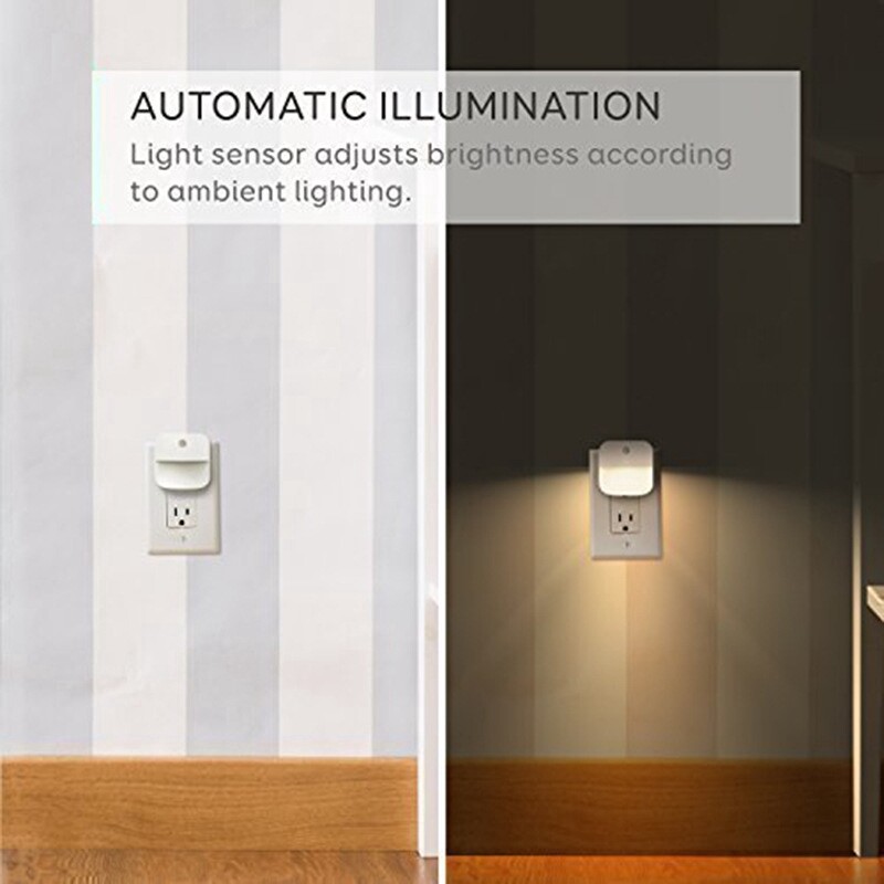 KEBIDU Đèn Chiếu Sáng Tự Động Đèn Ngủ Led Mini Cảm Biến Thông Minh Kèm Phích Cắm Đèn Tiết Kiệm Năng Lượng Cho Phòng Ngủ Đèn Tường Trong Nhà Bảo Vệ Mắt