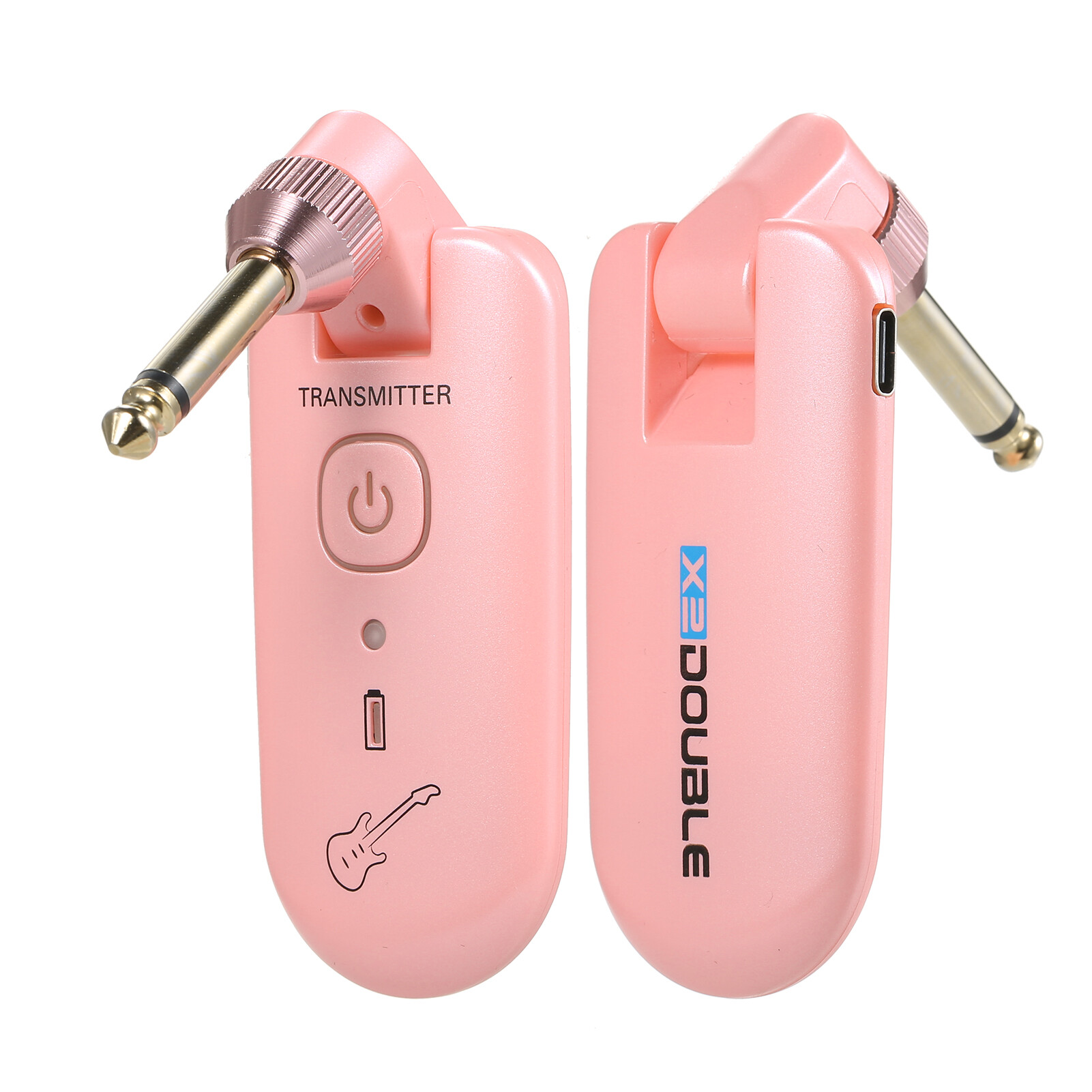 Double W3 Portable UHF Wireless Guitar Transmitter and Receiver Set 50M Transmission Range Audio Wireless System Built-in Rechargeable Lithium Battery for Bass Electric Guitar Violin