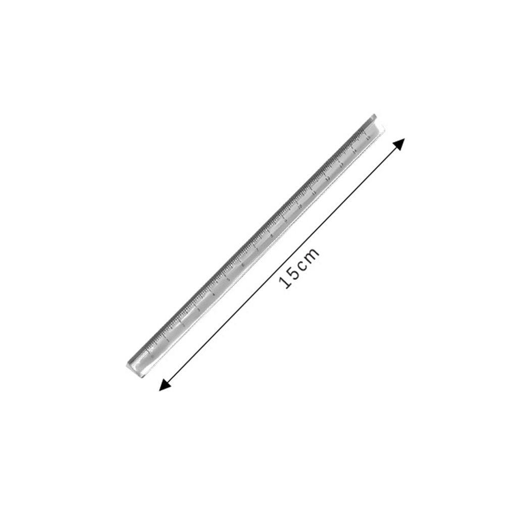 MMLUCK Simple Scale on Both Sides Acrylic Office School Supplies Transparent Straight Ruler Measuring Tools Triangular Rulers Students Stationery