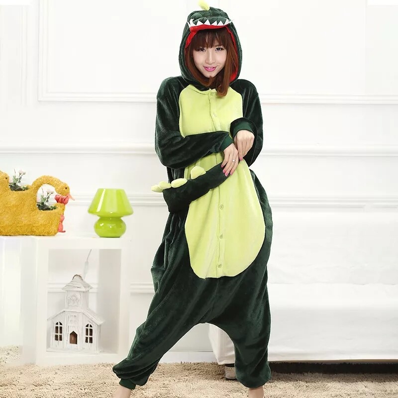 Kigurumi Onesie Adult Animal Tiger Pajamas Suit Warm Soft Stitch Giraffe Dinosaur Sleepwear Winter Jumpsuit Pijama Nightwear For Women Men Loungewear