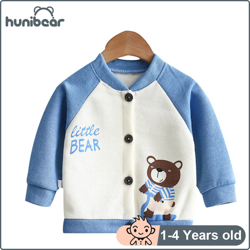 【Hunibear】Baby เสื้อสเวตเตอร์ถักสำหรับเด็กผู้ชาย1-4ปี,เสื้อโค้ทสำหรับใส่ในฤดูใบไม้ร่วงคอวี