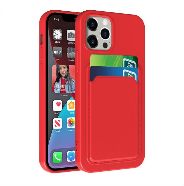 Silicone Wallet Soft Back Cover Shockproof Case with Card Holder for