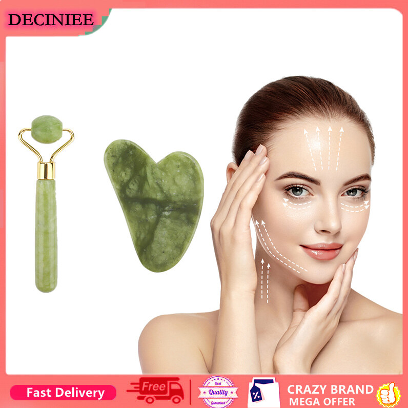 Natural Stone Xiuyu Jade Roller Guasha Scraper Board Guasha Quartz Set Facial Massage Tools Face Lift Slim Anti Wrinkle Massager