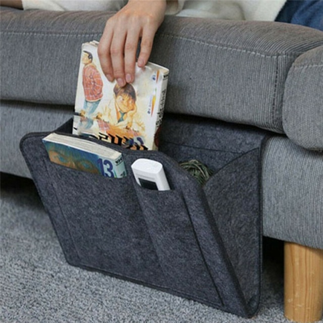 Felt Bedside Storage Organizer Anti-Slip Bedside Bag Bed Sofa Side Pouch Hanging Couch Storage Bed Holder Pockets For Sofa