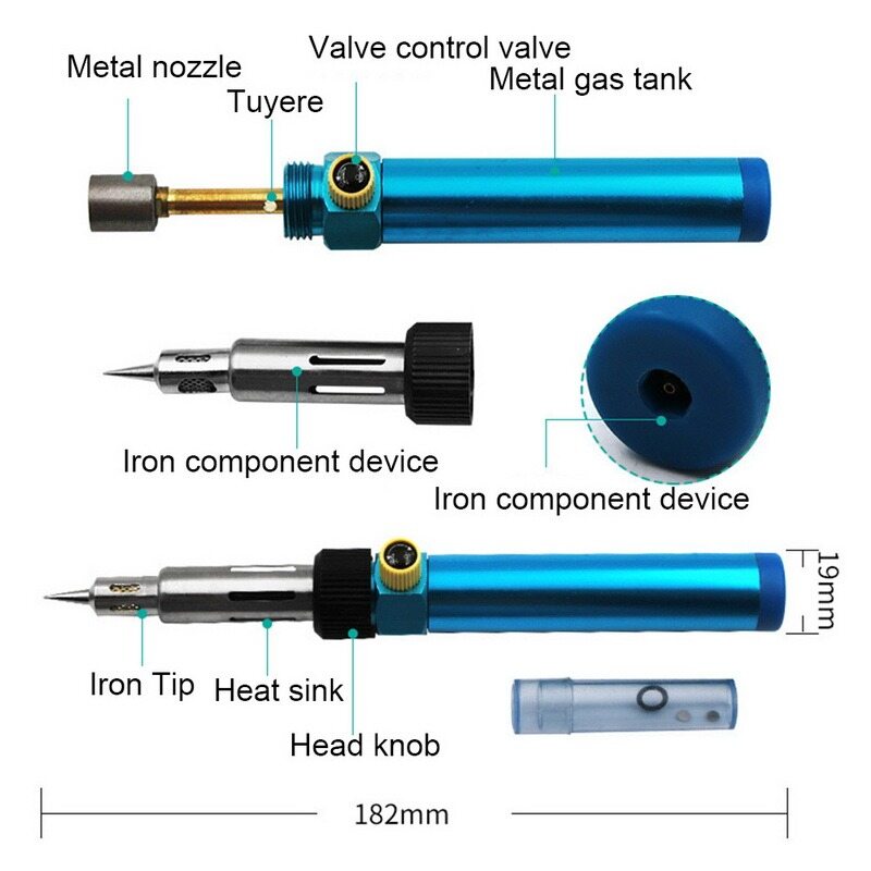 [Ready stock] KIPRUN Butane Gas Soldering Iron Welding Solder Irons 1300 Celsius Multi-function Adjustable Temperature Cordless Welding Pen Welding Tool