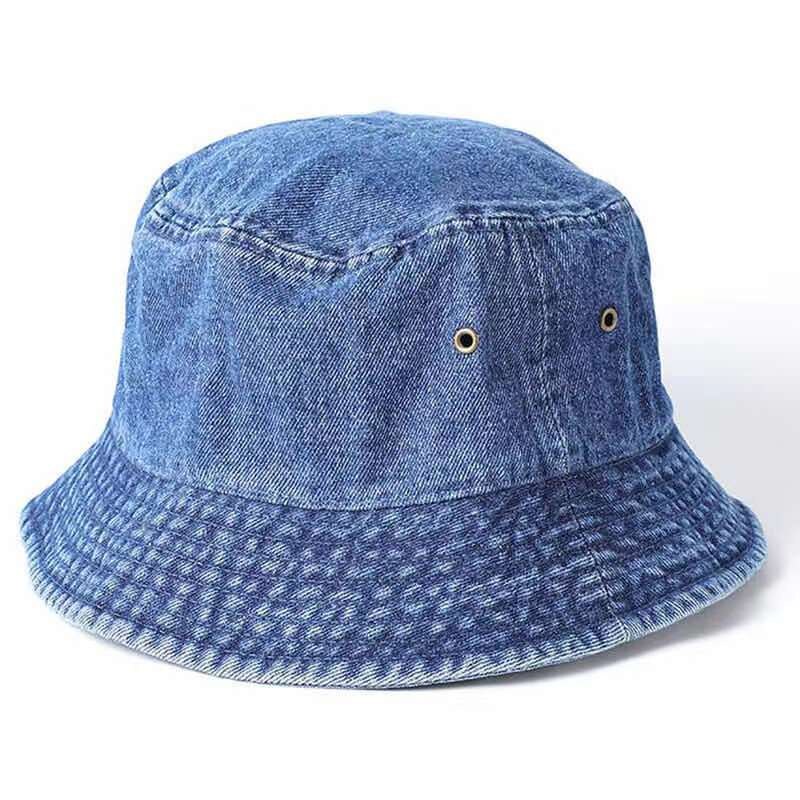 Korean bucket hat vintage washed cowboy fisherman hat couples fashion bucket hat for men women breathable solid color beach hat