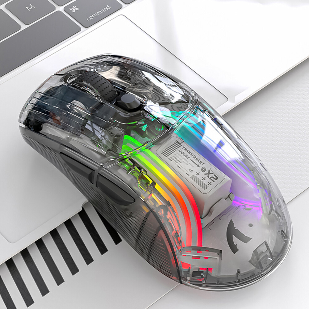 Wired Wireless Gaming Mouse RGB Light Adjustable Transparent Game Mouse Bluetooth-compatible Creative Mouse Comfortable for Desktop Notebook Computer