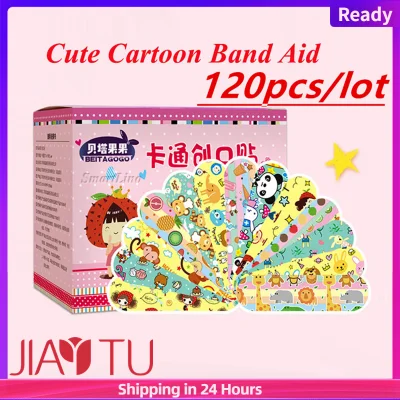 Jiay Tu 120Pcs Cartoon Bandages Adhesive Bandages Wound Plaster First Aid Hemostasis Band Aid Stickers for Children Kids