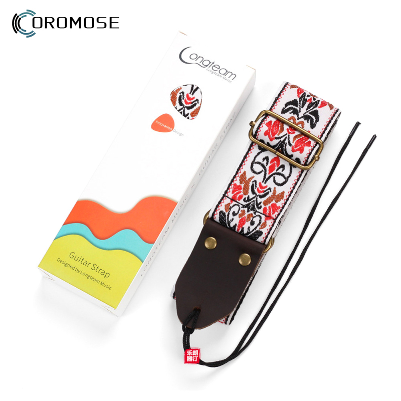 Embroidery Pattern Guitar Straps Length Adjustable Belt Acoustic Guitar Bass Musical Instrument Accessories