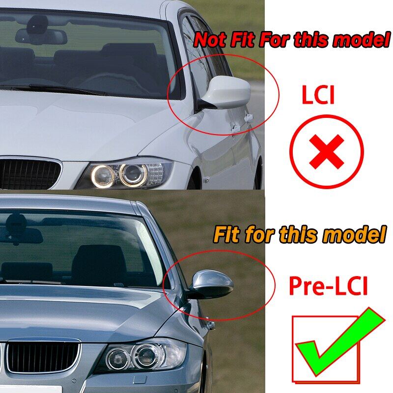 Rhyming Rearview Mirror Cover Wing Mirror Cap Replacement Fit For BMW Pre-LCI BMW E90 E91 E92 E93 E81 E87 E82 E88 3 1 Series