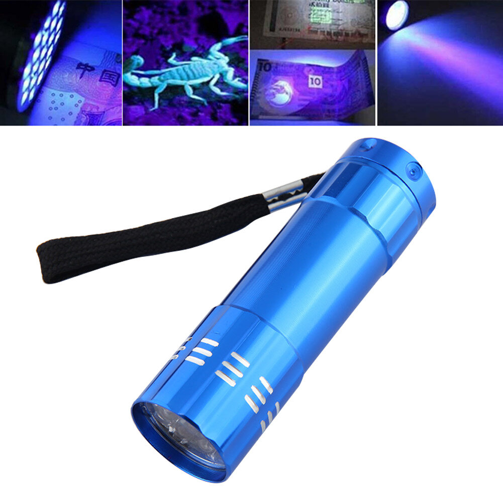 395nm Ultraviolet 9 LED Flashlight Portable Money Detection UV Light Torch