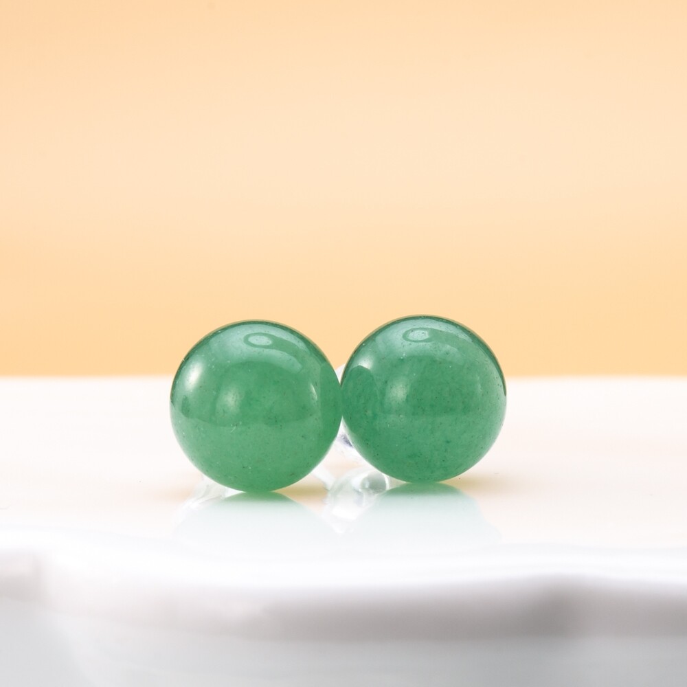 TIMESWIND  Natural Jade Green Round Beads Simple S925 Women Earrings with Certificate Y1E