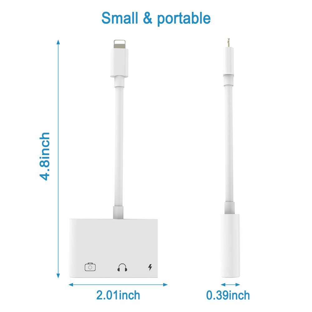 Bộ Chuyển Đổi 3 Trong 1 Lightning Sang Audio USB 3 Bộ Chuyển Đổi Đầu Đọc Thẻ Máy Ảnh Lightning Sang USB 3 Cho iPhone 14 13 12 Pro Max 11 X Xs Max iPad IPod