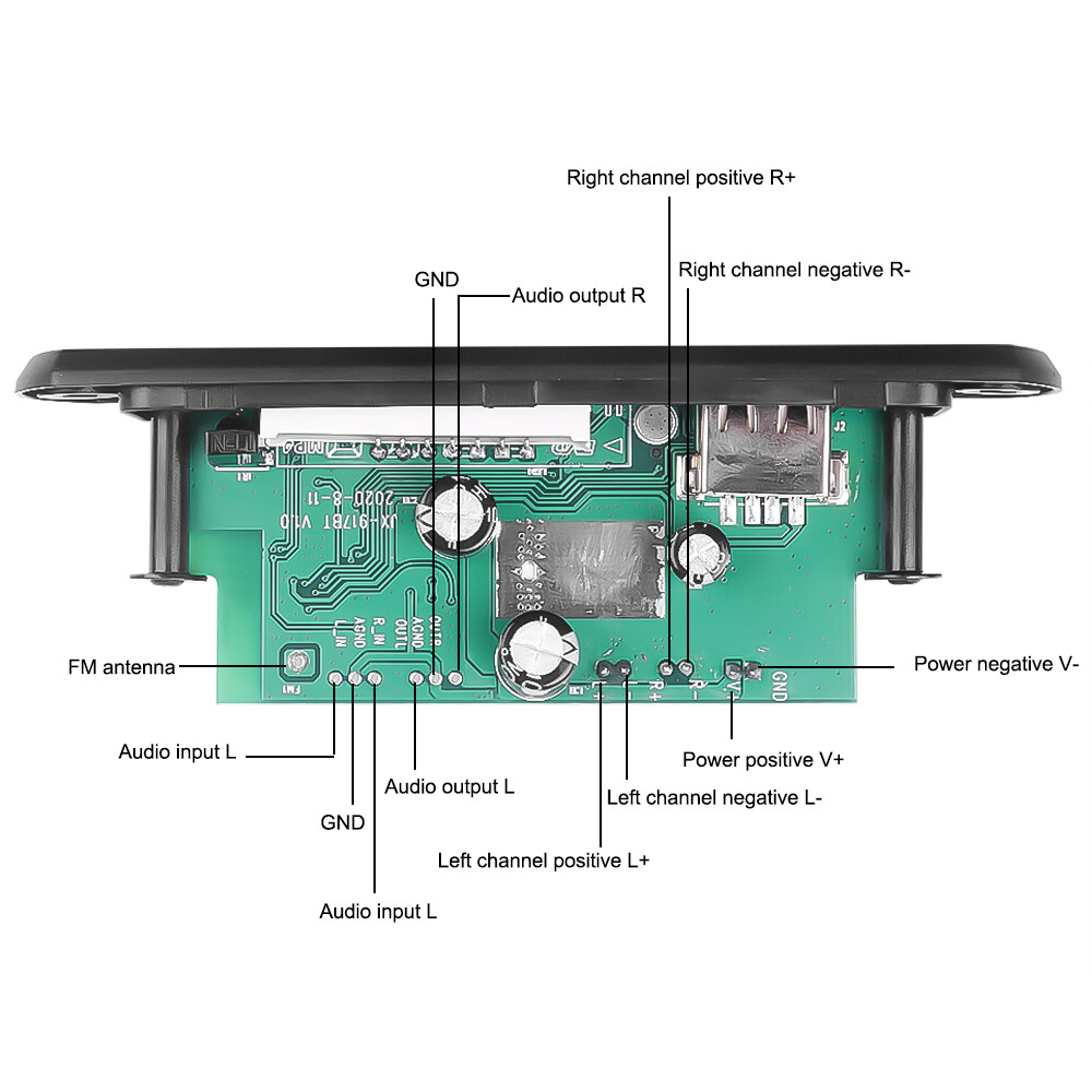 【6W Amplifier+BT 5.0+Recording】 DC 5V Wireless Bluetooth 5.0 MP3 WMA Decoder Board Audio Module USB FM Radio TF Record AUX Input For Car Home Audio