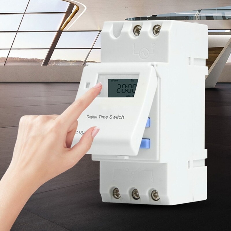 THC15A Công Tắc Hẹn Giờ Kỹ Thuật Số Lập Trình Hàng Tuần Hàng Ngày Rơ Le Công Tắc Thời Gian Gắn Ray Din LCD DC48V/12V/24V/110V/220V