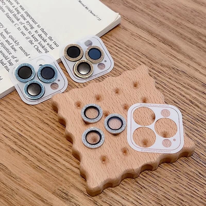 Kingzalin kim cương lấp lánh long lanh ống kính máy ảnh bảo vệ cho iPhone 15 Pro Max 14 cộng với 13 12 mini 11 Pro Max Vòng Kim Loại ống kính với miếng dán film thủy tinh cường lực cho iPhone 14 Pro Max nắp bảo vệ