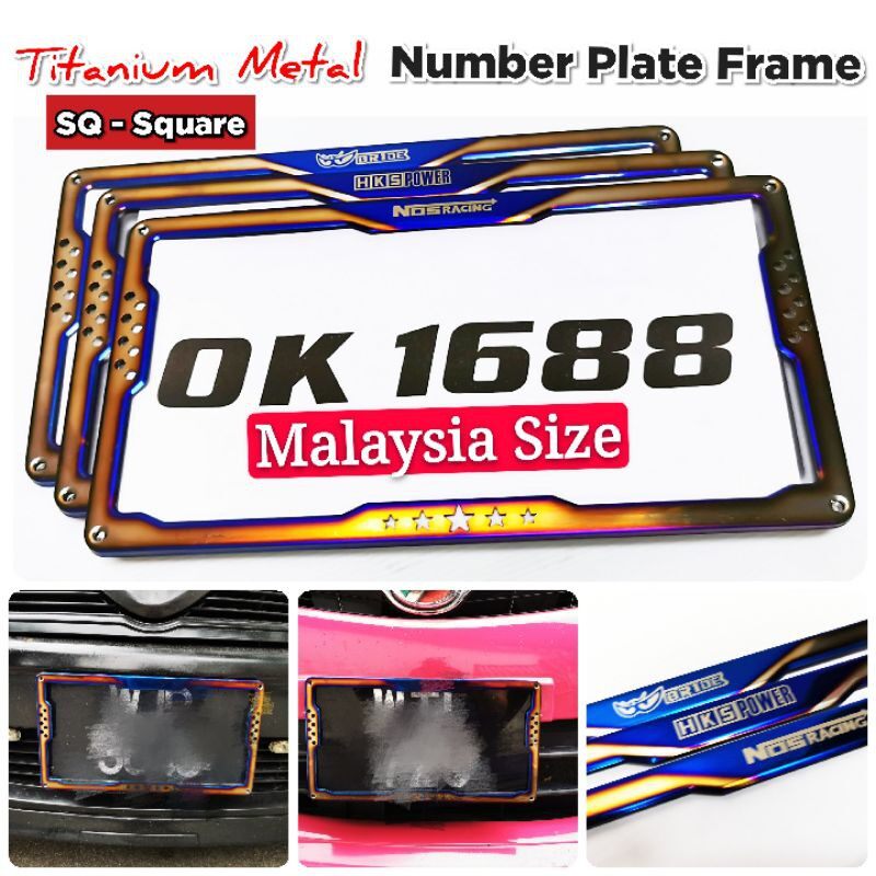 1pc Malaysia Size Titanium Metal Number Plate Frame honda toyota