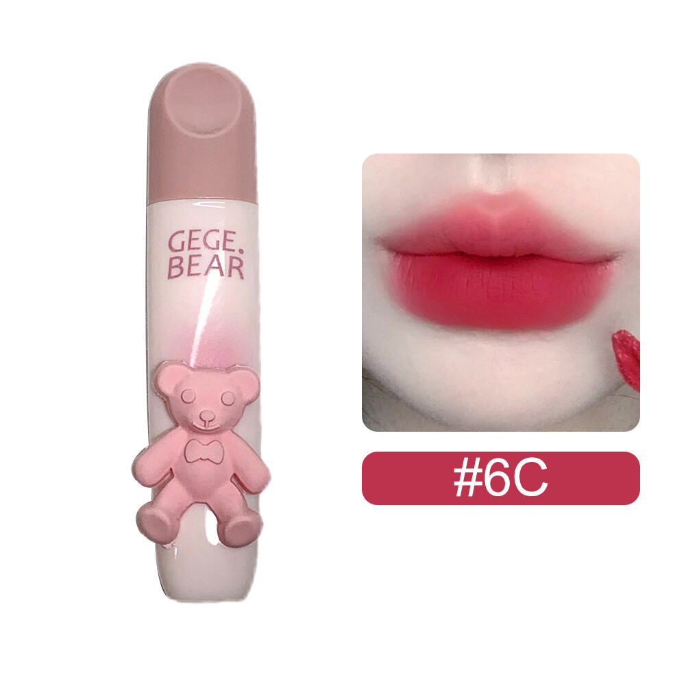 BEAUTYBIGBANG GEGE-BEAR Pink Cute Bear Velvet Lip Glaze Woman Matte Matte Non-Stick Cup Lip And Cheek Dual-Use Mousse Lip Mud