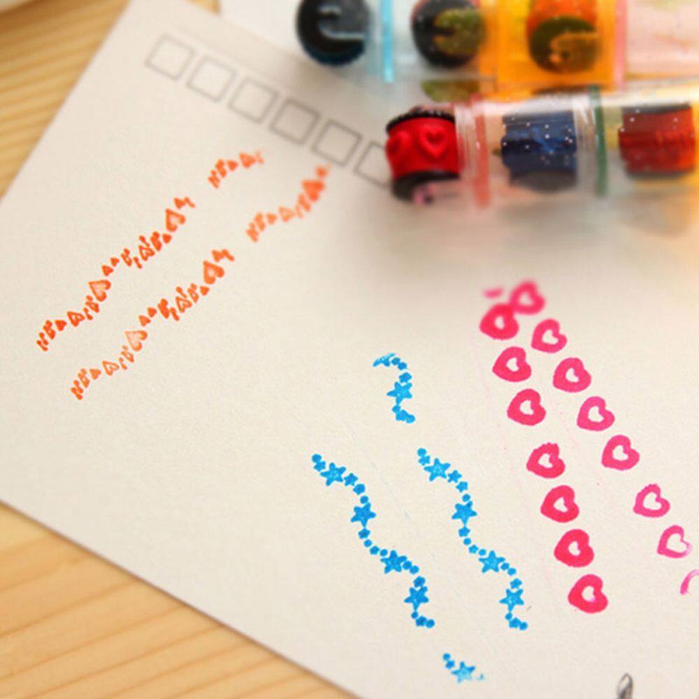 MMLUCK Kid's Gift Portable Creative Scrapbooking Seal DIY Diary Decor Painting Roller Stamps Student Drawing Supplies Roller Stamper Sets Seal Roller Plastic Seal Stamp