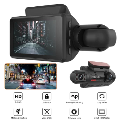 Car DVR Dash Cam Dual Lens FHD 3.0 Inch Dash Cam Auto Video Recorder Registrator Dvrs With infrared Red Night Vision G-sensor Loop Recording