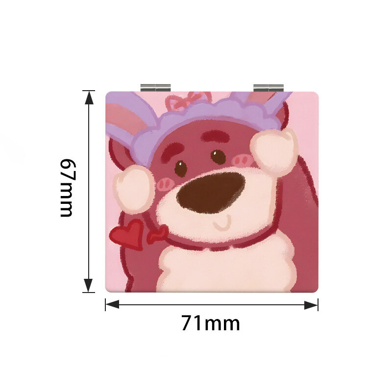 XINLANYASHE Strawberry bear mirror, small size, folding mirror, cute patterned mirror makeup mirror 2 sides portable mirror Korean style mirror, portable mirror, face mirror