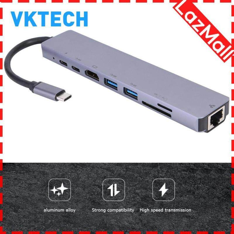 8 in 1 TYPE-C HUB Gigabit LAN Docking Station USB C Adapter for Notebook