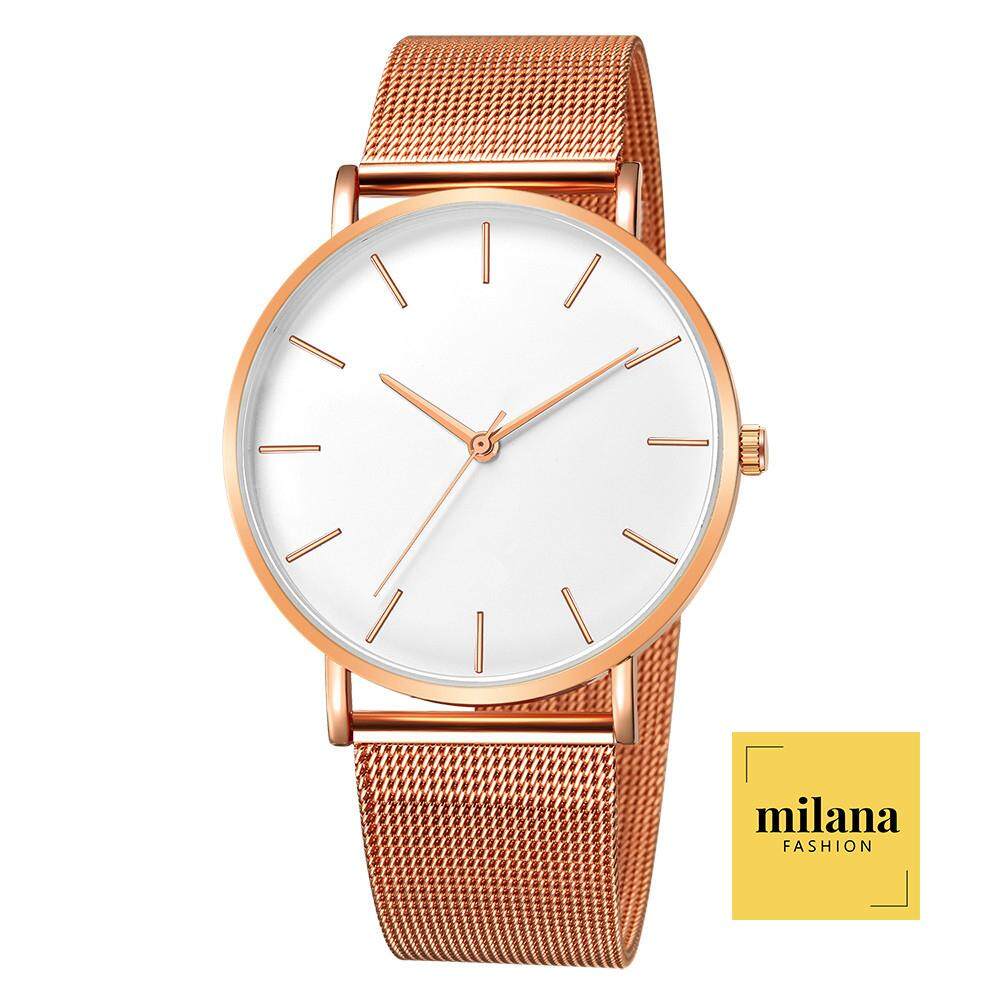 Milana Mens Gold Casual Stainless Steel Mesh Strap Quartz Watch Malaysia