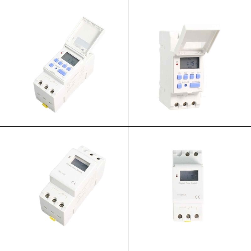 THC15A Công Tắc Hẹn Giờ Kỹ Thuật Số Lập Trình Hàng Tuần Hàng Ngày Rơ Le Công Tắc Thời Gian Gắn Ray Din LCD DC48V/12V/24V/110V/220V