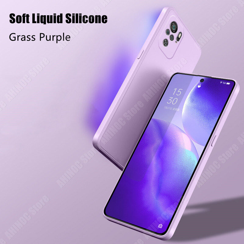 For Xiaomi Redmi Note 10 Note 10S Phone Case Straight Edge Liquid Silicone Casing Soft Shockproof Back Cover