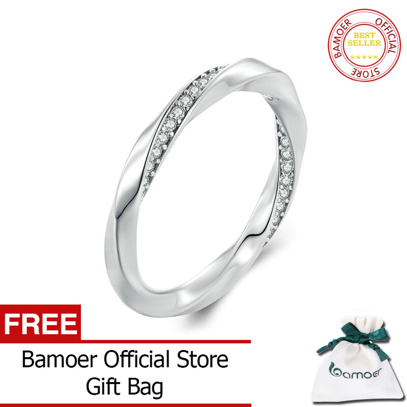 Bamoer authentic 925 sterling silver mobius strip ring for women fashion jewelry bsr457