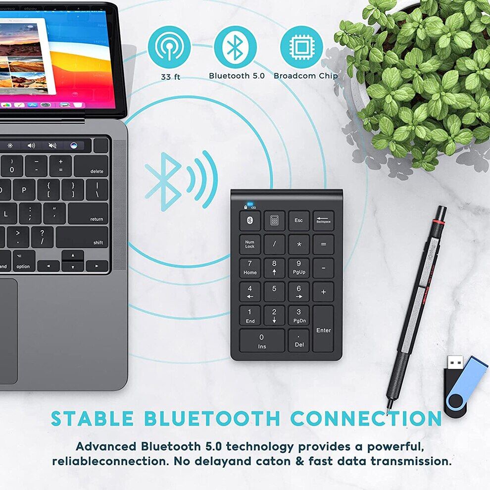 JOMAA Bàn Phím Số Bluetooth Bàn Phím Số Bluetooth Có Thể Sạc Lại Bàn Phím Số Không Dây 22 Phím Bàn Phím Số Ngoài Cho Mac Cho iPad Máy Tính Xách Tay Bàn Phím Kỹ Thuật Số