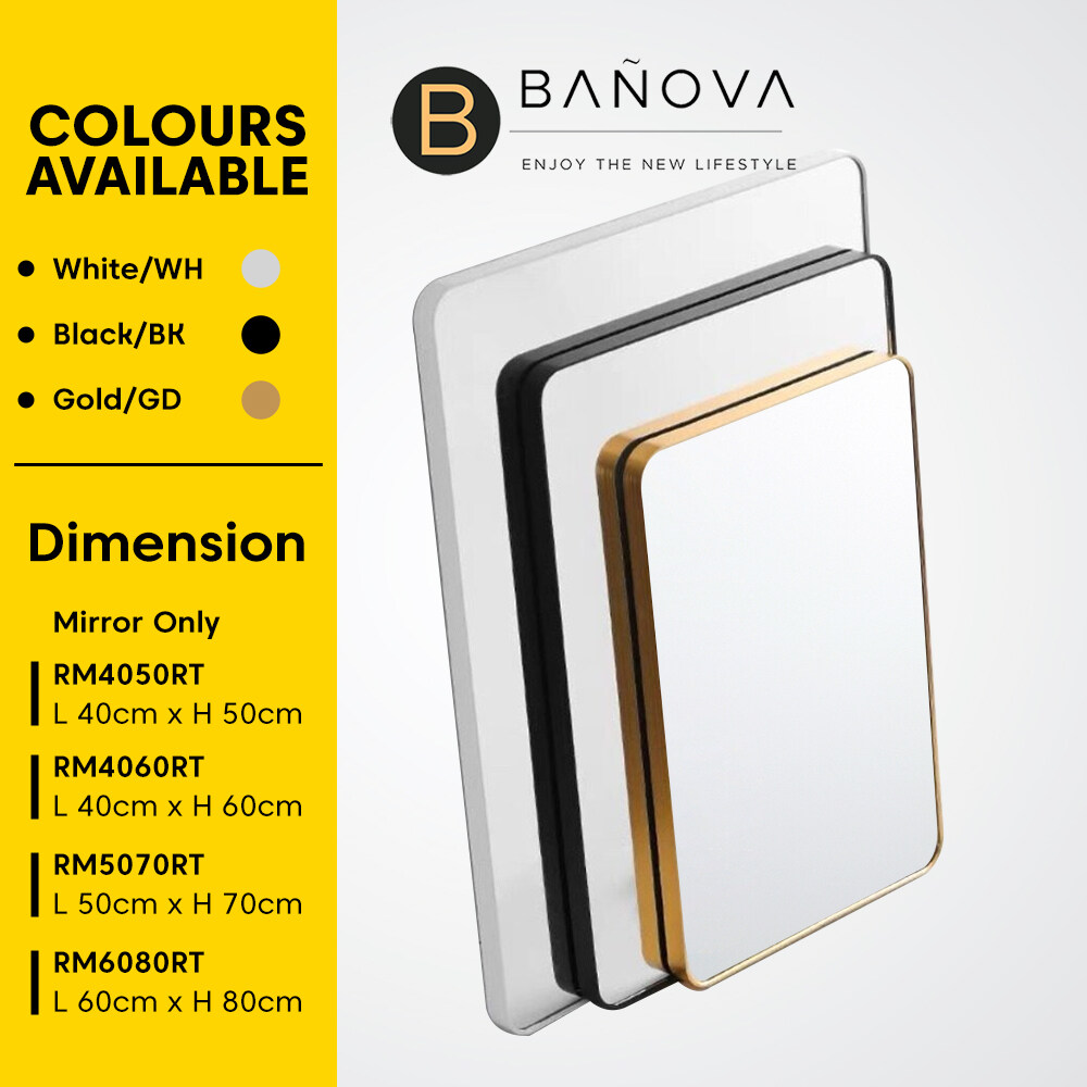 BANOVA Bathroom Mirror Aluminum Rectangular Decorative Wall Mounted