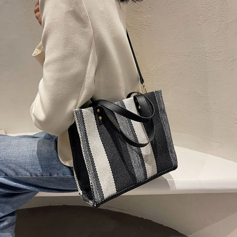 College Student Class Handheld Canvas Commuting One Shoulder Crossbody Large Capacity Notebook A4 Teacher Briefcase