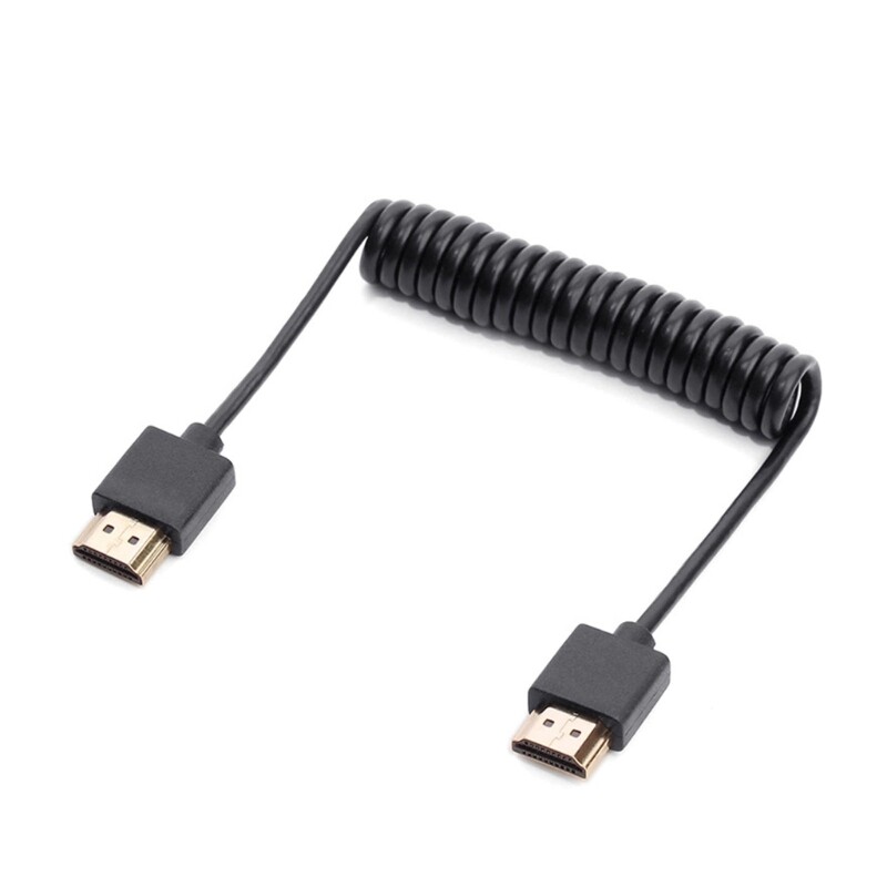 Thin hdmi-compatible cable 4k super flexible hdmi-compatible cord video 4k spring spiral coiled cable 1.2/1.8/2.5m