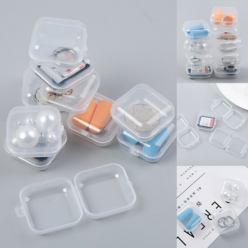 1-20 Chiếc Hộp Nhỏ Hộp Nhựa Trong Suốt Hình Vuông Hộp Đựng Trang Sức Hộp Đựng Hoàn Thiện Hộp Đựng Đóng Gói Cho Hoa Tai