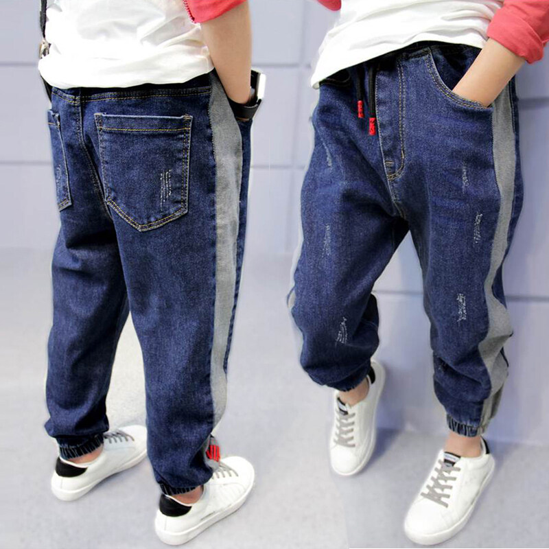 IENENS Quần Dài Denim Thời Trang Trẻ Em Trẻ Em Quần Jean Mỏng Cho Bé Trai Quần Thường Ngày Cho Bé Trai Quần Cạp Co Giãn 4-13 Năm