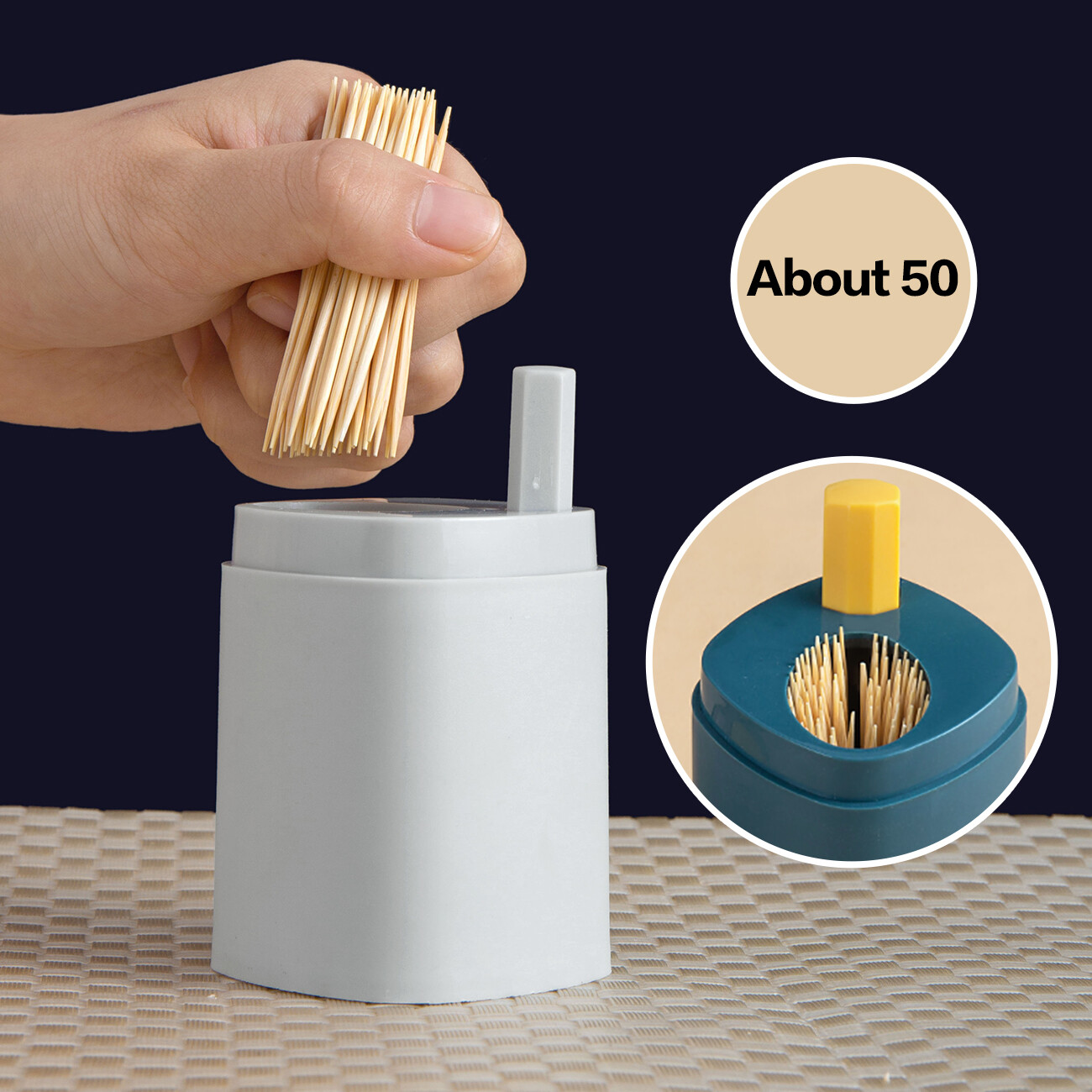 CNMF Press-type Toothpick Box Automatically Pops Up Toothpicks Portable Toothpick Holder