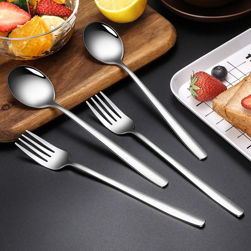 1/2 cái tay cầm dài màu vàng màu bạc dao nĩa thép không gỉ bít tết đồ ăn Cà Phê Muỗng cà phê Flatware máy rửa chén Bộ đồ ăn nhà bếp