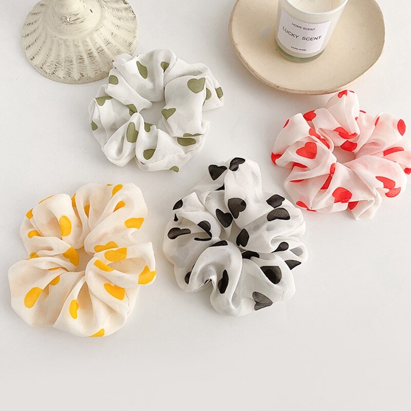 Chiffon Hair Band With Cute Heart Printed