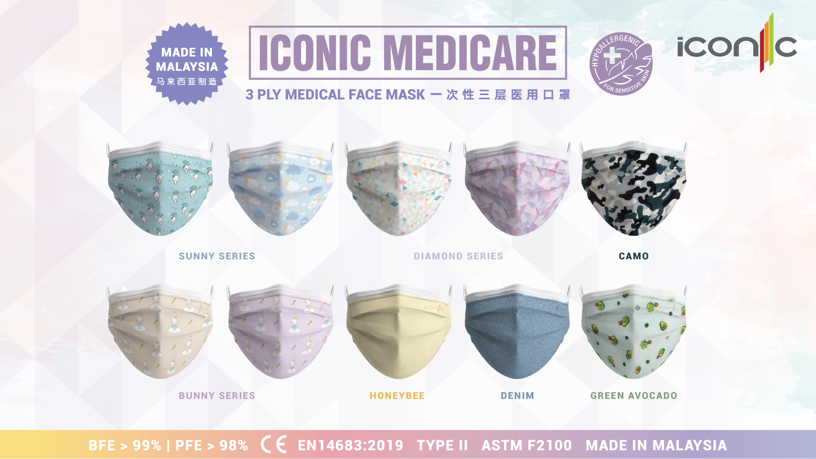 Iconic 3 Ply Disposable Face Mask 50 S Adult Cartoon Lazada