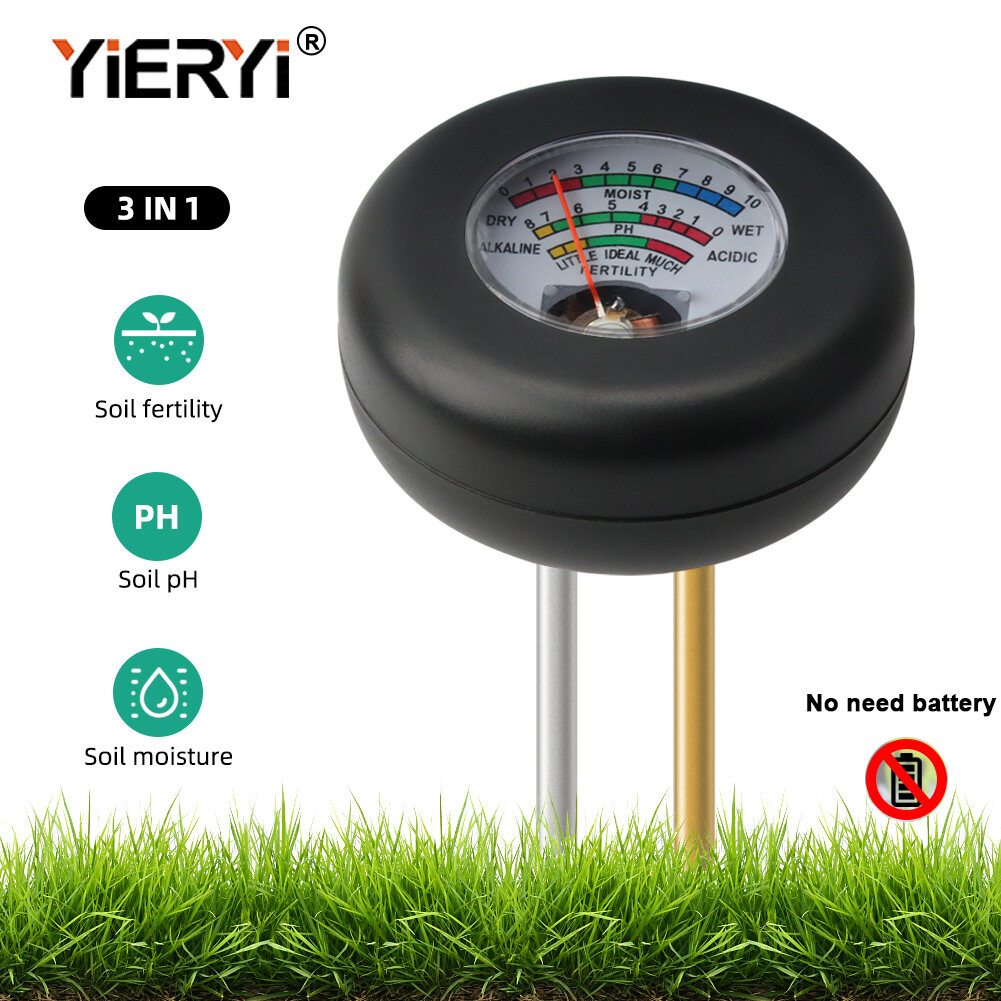 Yieryi 3 in 1 PH Moisture Fertility meter humidity soil PH meter