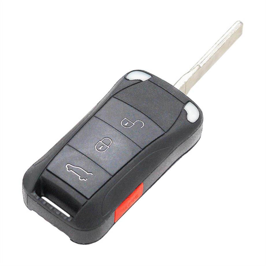 2/2+1/3/3+1 buttons folding flip remote key shell case smart car key housing for porsche cayenne 2004 - 2011 hu66 uncut blade