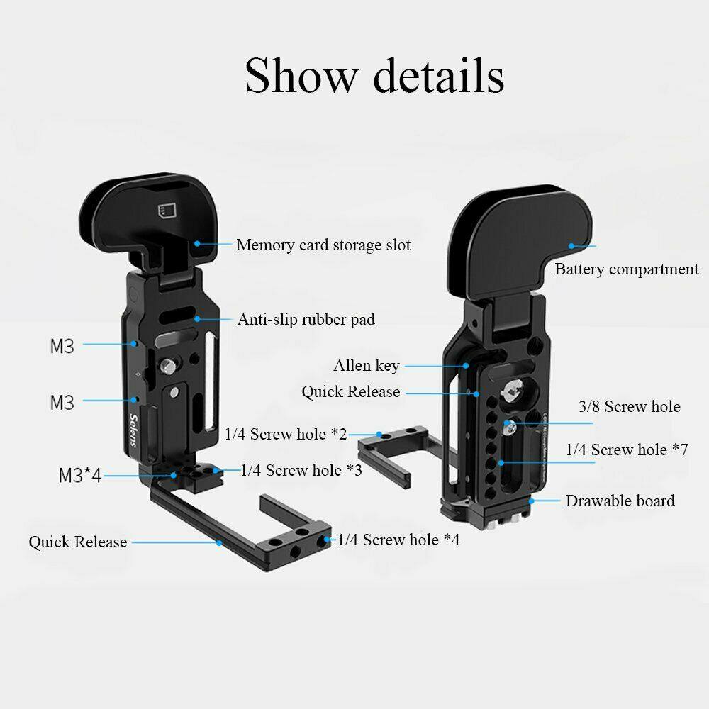 Selens L-Bracket Camera Cage Rig for Canon EOS R5 R6 Quick Release with Magnetic