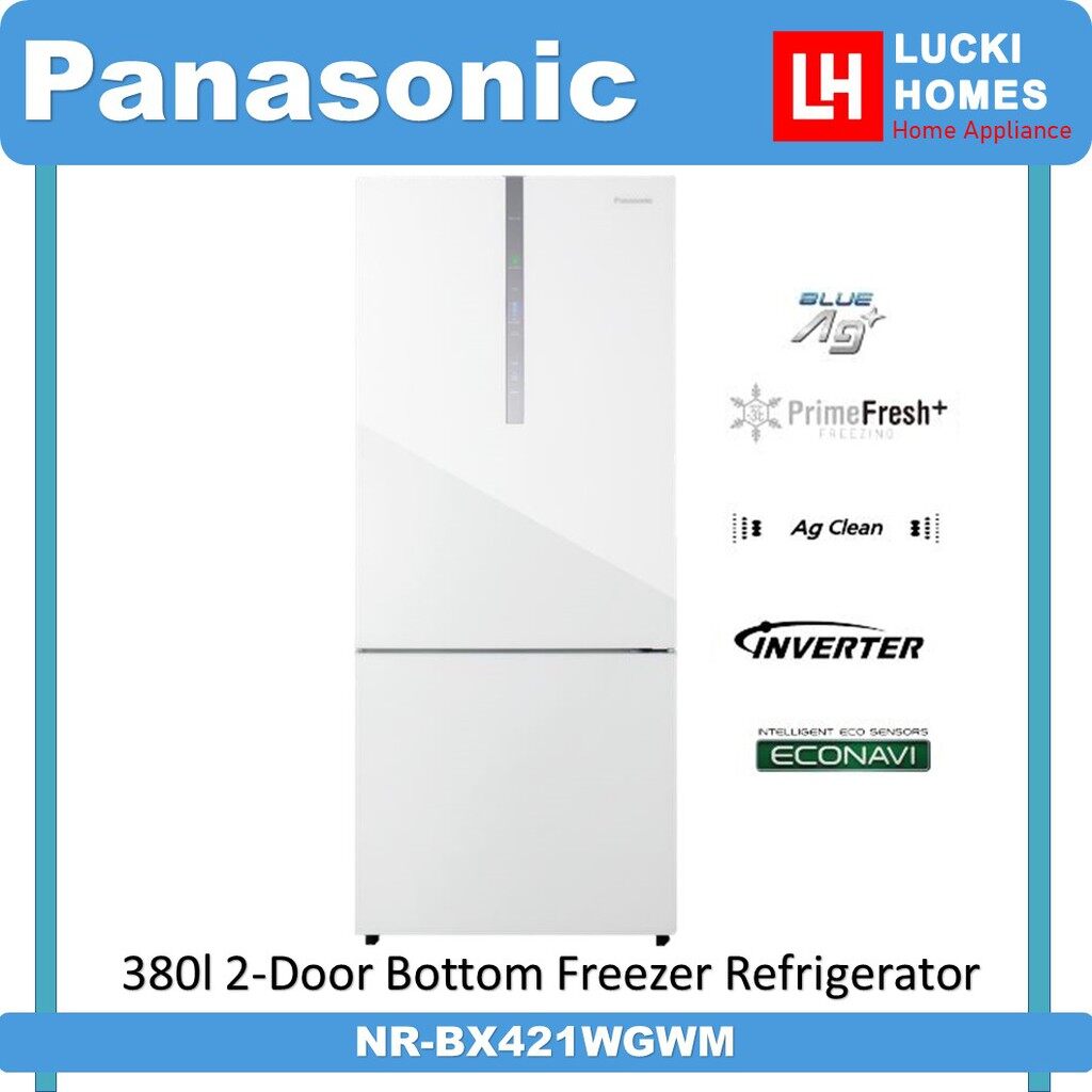 ♡Panasonic 380l 2door Bottom Freezer Refrigerator NRBX421WGWM Glass