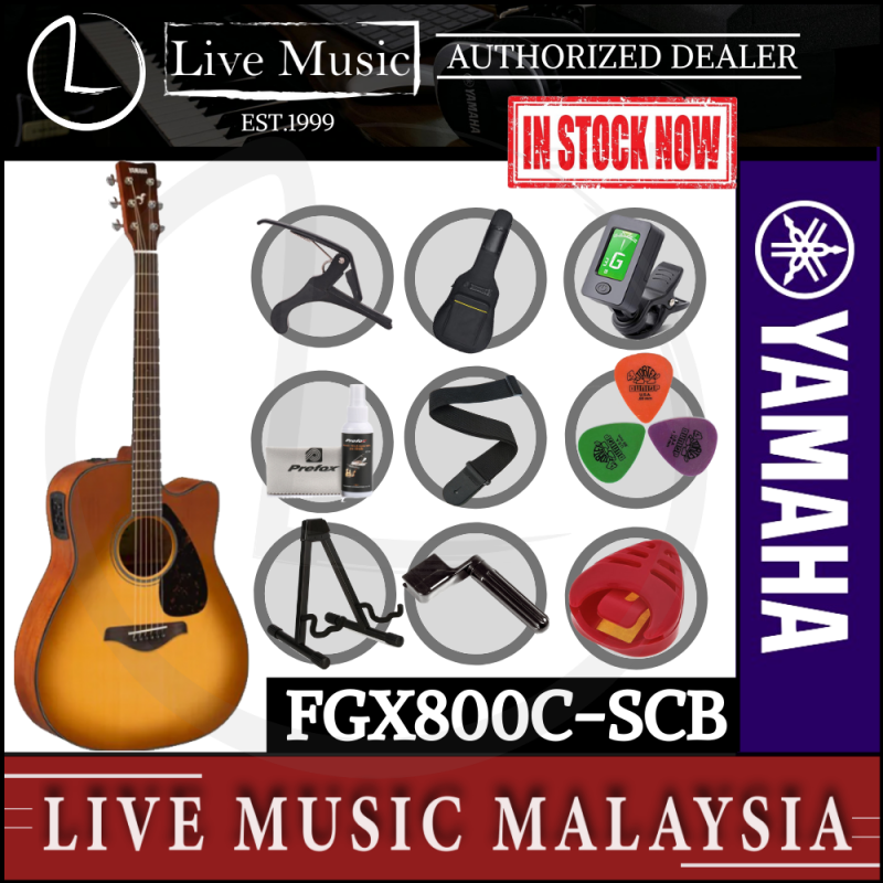 Yamaha FGX800C Dreadnought Cutaway Acoustic-Electric Guitar - Satin Burst (FGX-800C/FGX800C-SCB) Malaysia