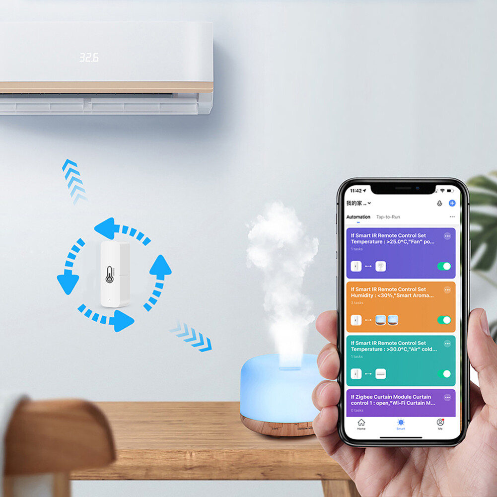 EL style Wifi Temperature Humidity Sensor Detector Wifi Tuya Smart Temperature and Humidity Sensor with Buzzer Alarm Nov