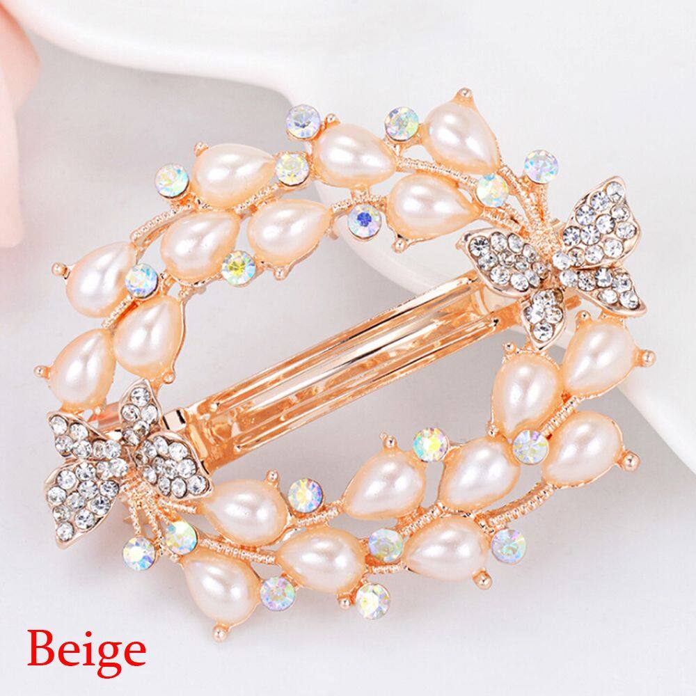1pc Korean version of resin butterfly round top clip hairpin hairpin brooch fashion female girl crystal rhinestone flower butterfly hairpin
