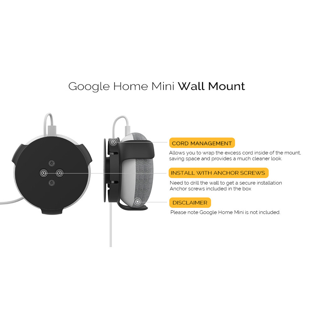 householdsa Wall Mount Bracket Smart Speaker Case Holder Built-in Cable Management Compatible For Google Home Mini/echo Dot 3rd Generation